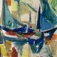 Watercolor Painting MOURIER Marguerite (1910-1987) "the sailboats" + frame