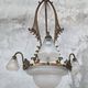 Art Nouveau chandelier in brass and bronze