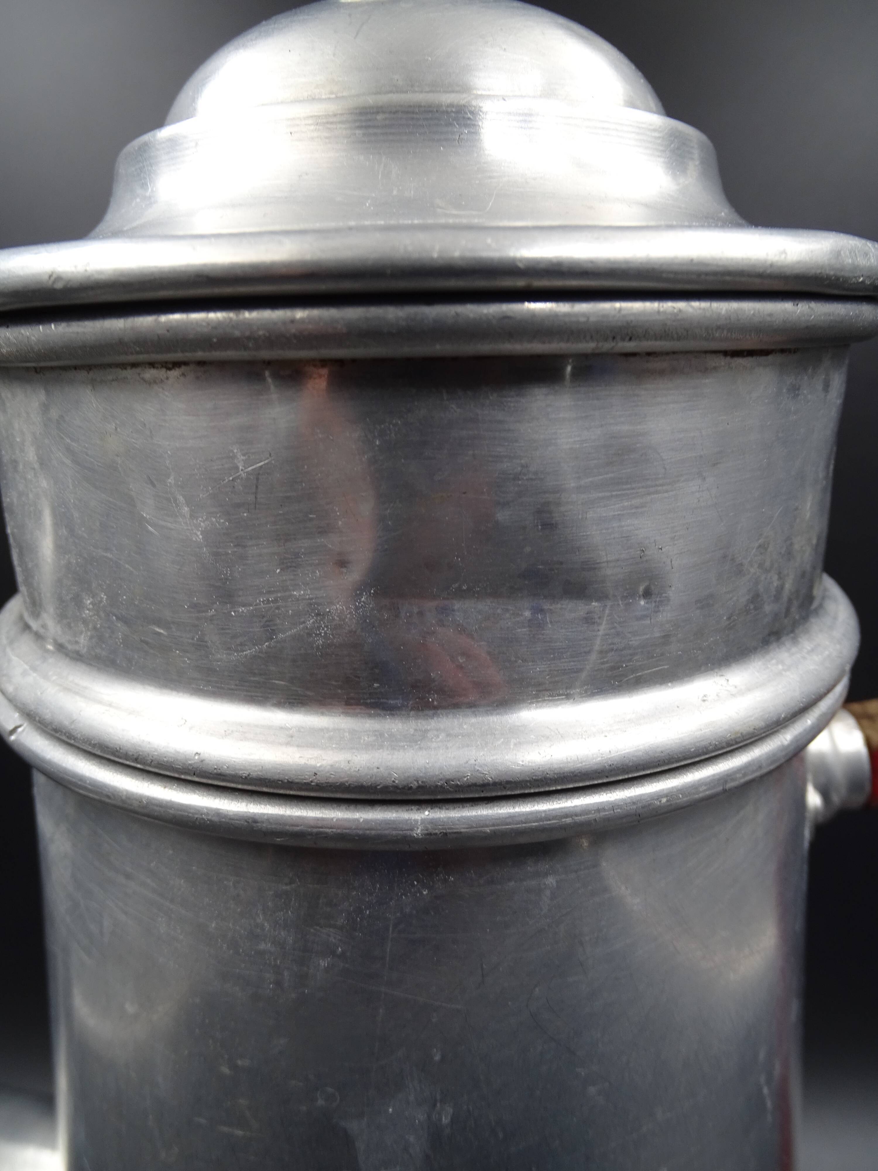 Old aluminum coffee maker -red cove - around 1930