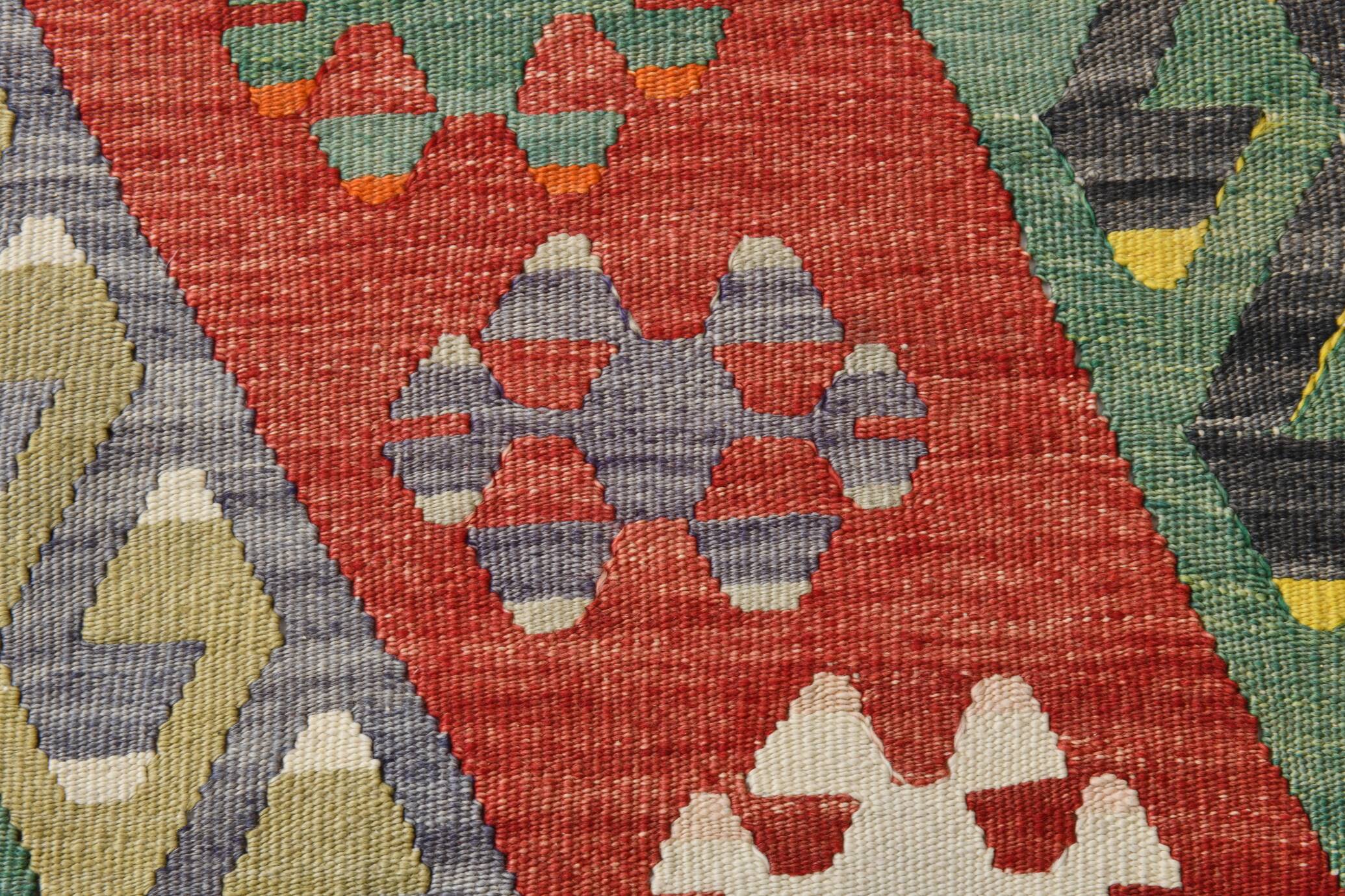 6x10 Kilim Multicolor Geometric Style Vintage Kilim Rug, 184x304 Cm