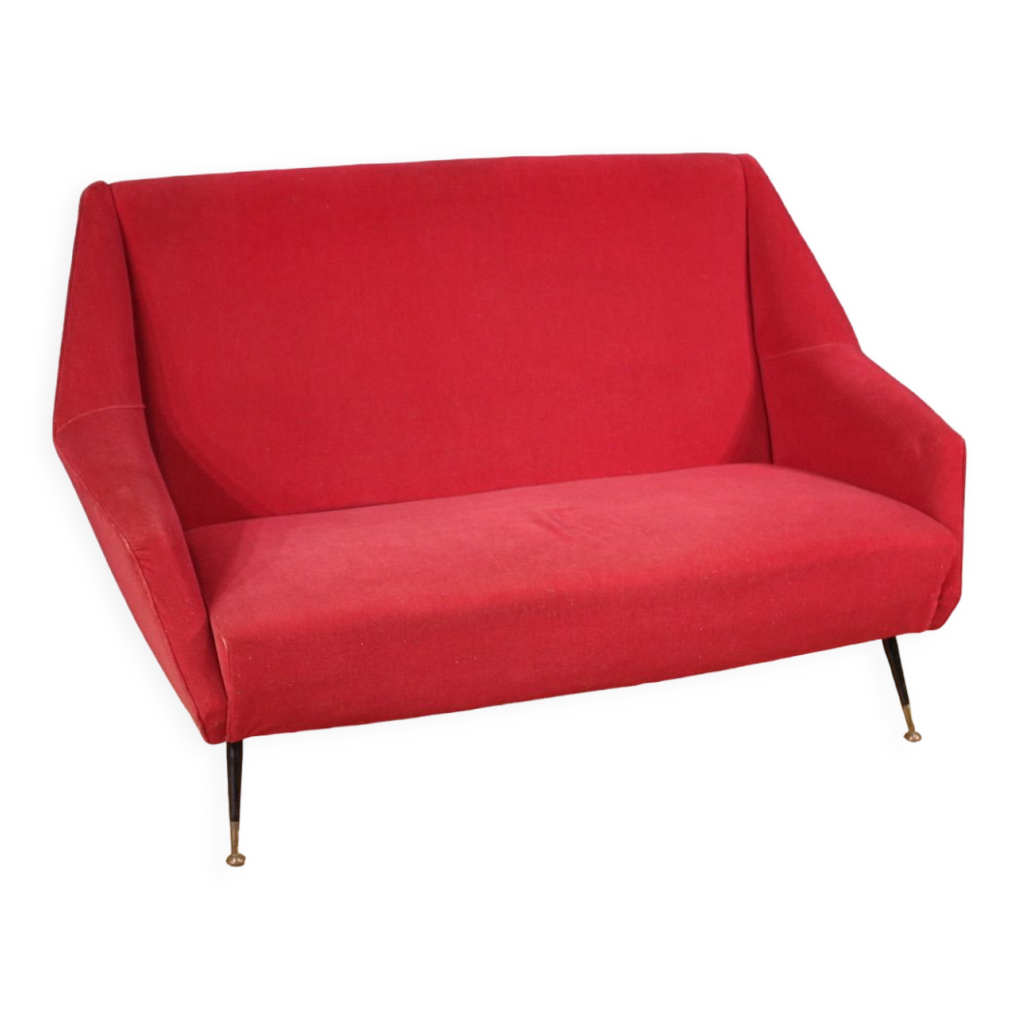 Italian sofa in red velvet from the 60s
