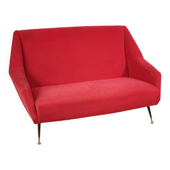 Italian sofa in red velvet from the 60s