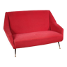 Italian sofa in red velvet from the 60s