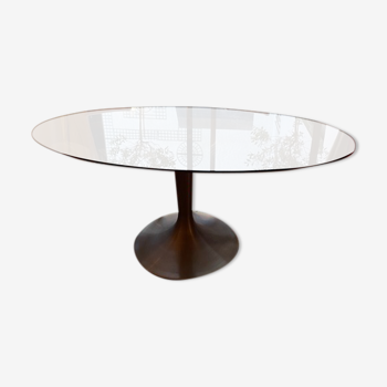 Ellipse table Seona smoked glass 6 covers foot AMPM