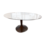 Table ellipse Seona verre fumé 6 couverts pied AMPM