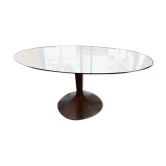 Ellipse table Seona smoked glass 6 covers foot AMPM