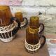Service a orangeade verre marron et osier
