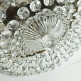 Crystal glass ceiling light plafoniere brass metal 60s hollywood regency style