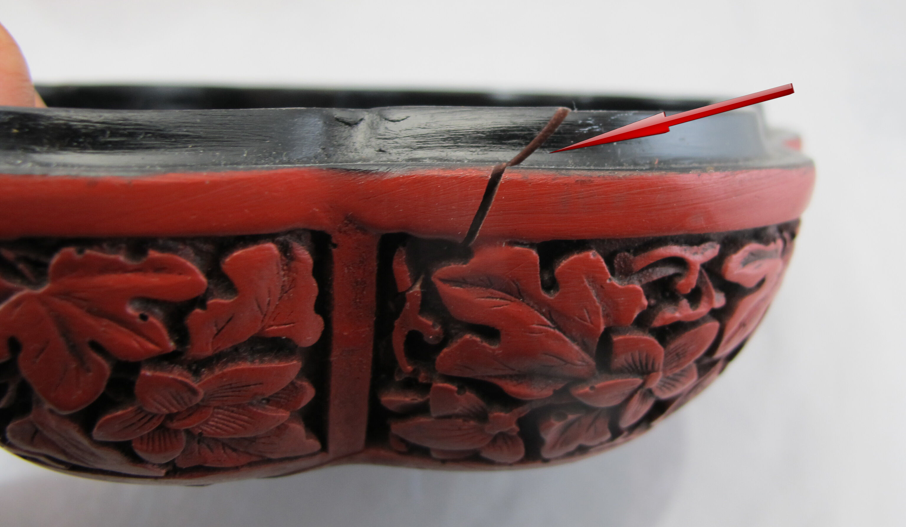 Old Chinese box in red lacquer Beijing China Asia