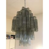 Grey “tronchi” murano glass chandelier by