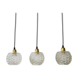 Lot 3 old vintage molded glass hanging lamp