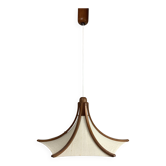 Suspension parapluie en teck et lin par Domus, années 1970