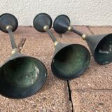 Set de 3 bougeoirs en fonte et laiton