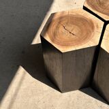 Set of 5 hexagonal stools in two-tone suar forming occasional furniture