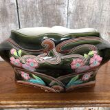 Old Art Nouveau Planter G De Bruyn Vintage Enameled Ceramic
