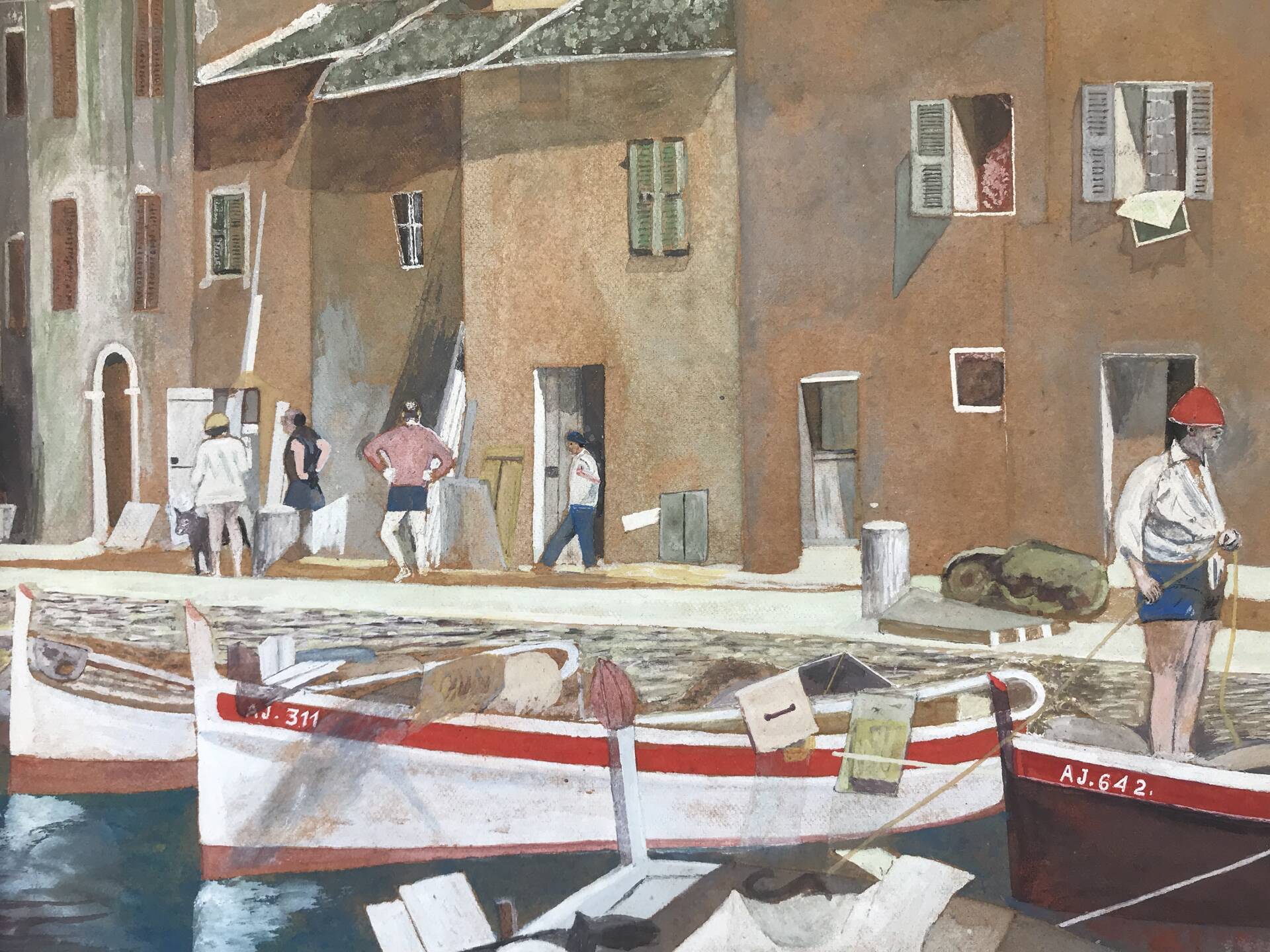 Le port d’ajaccio,gouache d’antoine romi