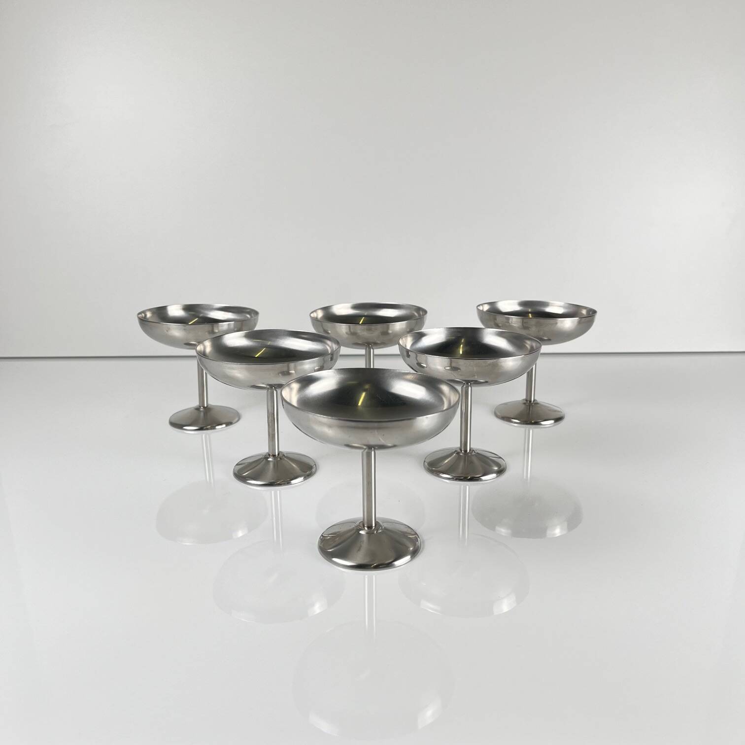 Set de 6 coupe à glace / champagne en inox, Guy Degrenne