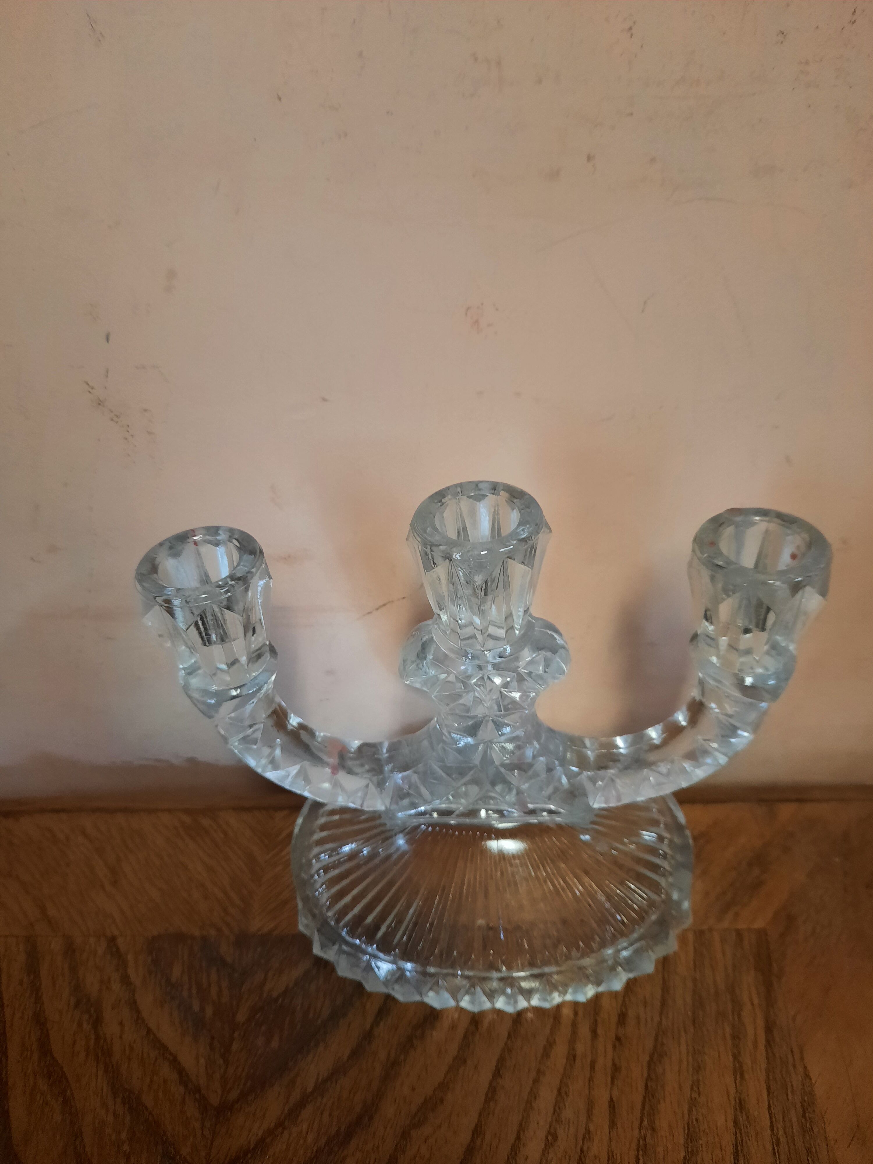 Moulded glass candlestick