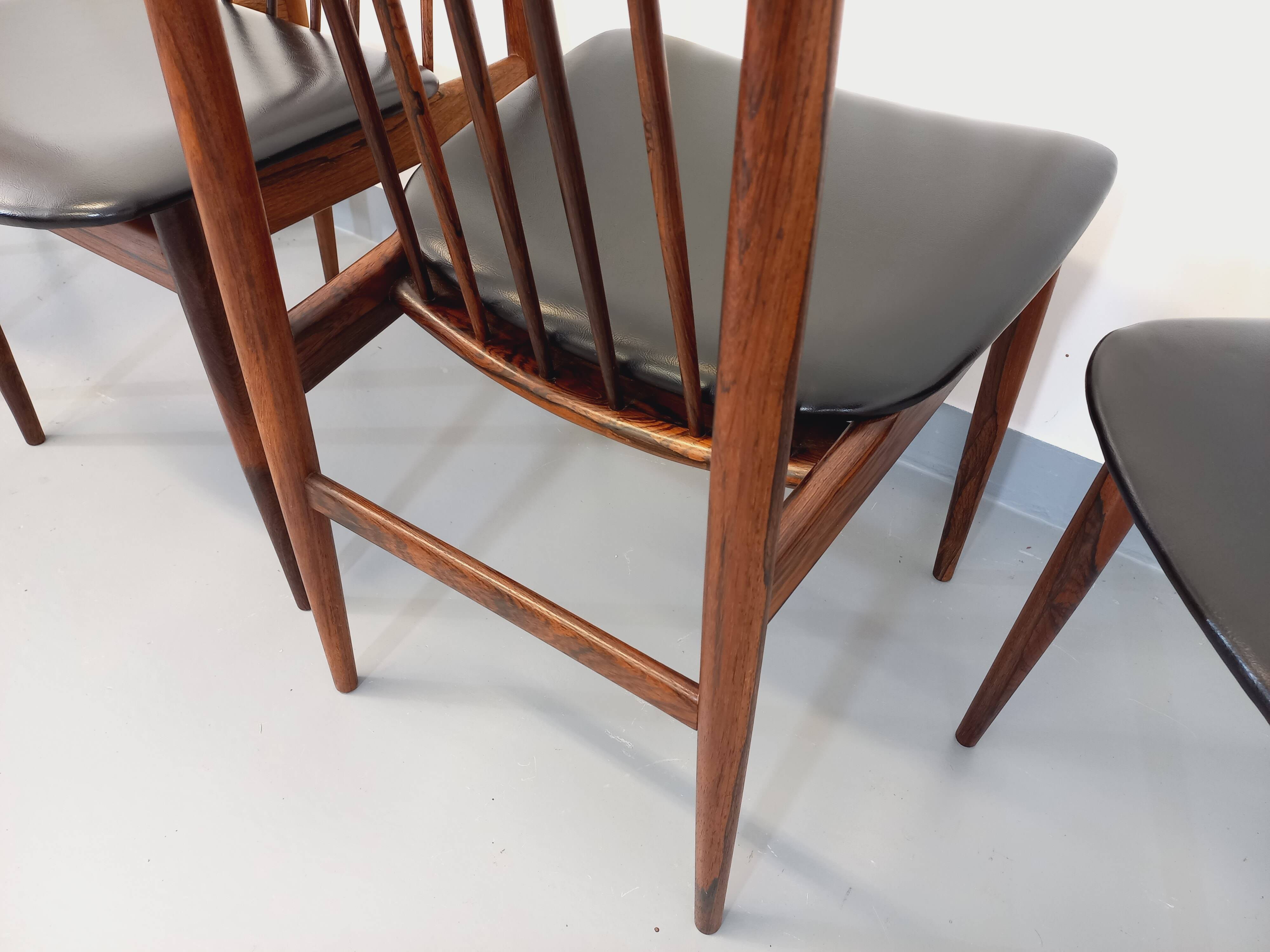 Set of 4 vintage Scandinavian style rosewood chairs from the 60s, by Ernst Martin Dettinger