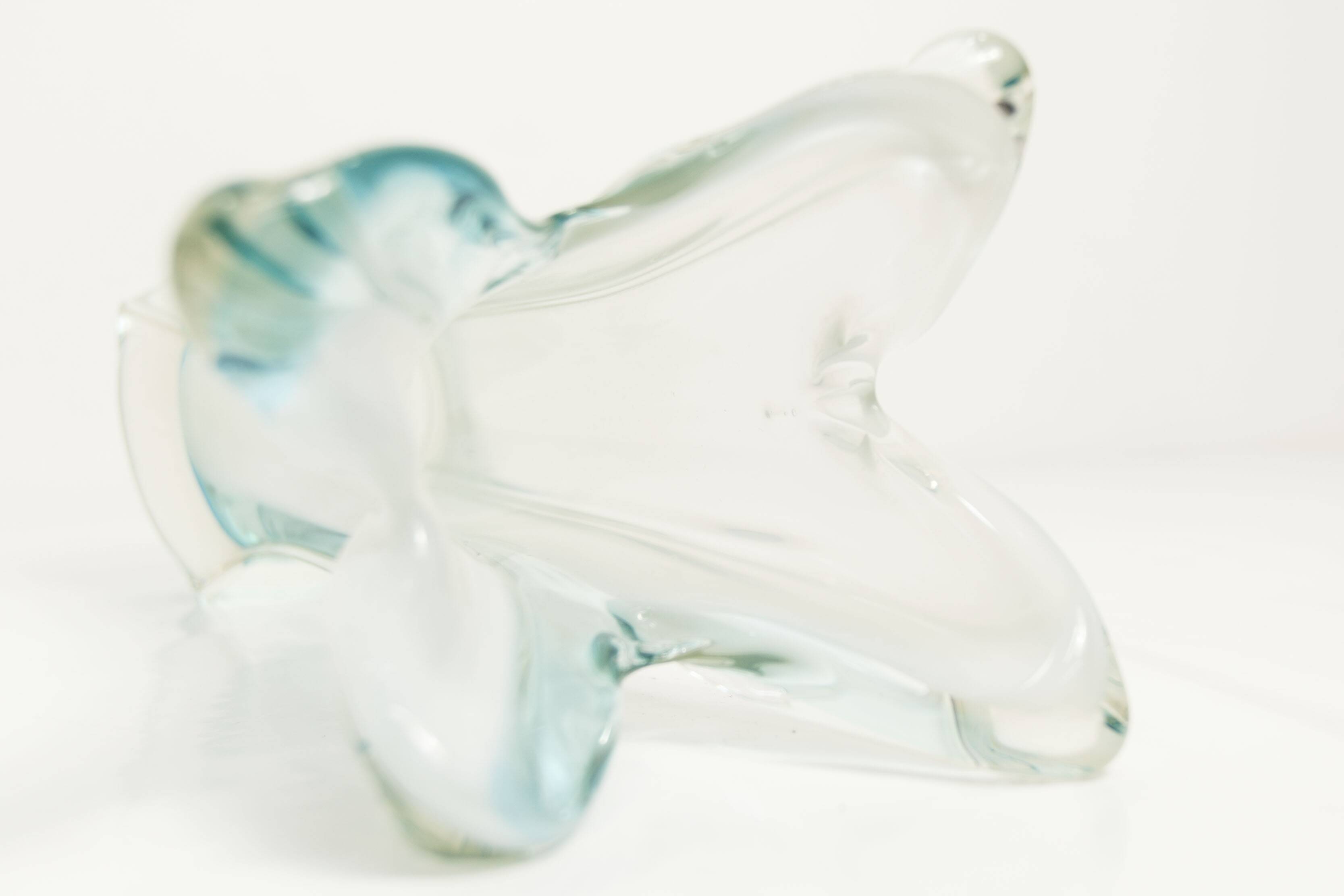 Large Murano vase 1960 transparent white and blue H35.5cm