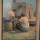 Peinture à l'huile sur figurines de table livourne première moitié du 20ème