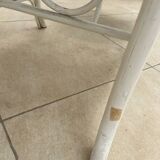 Vintage White Rattan/Bamboo Garden Furniture Set with 2 Chairs and a Stool
