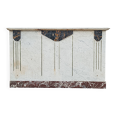Central island shop counter in marble and oak, Art Deco period.