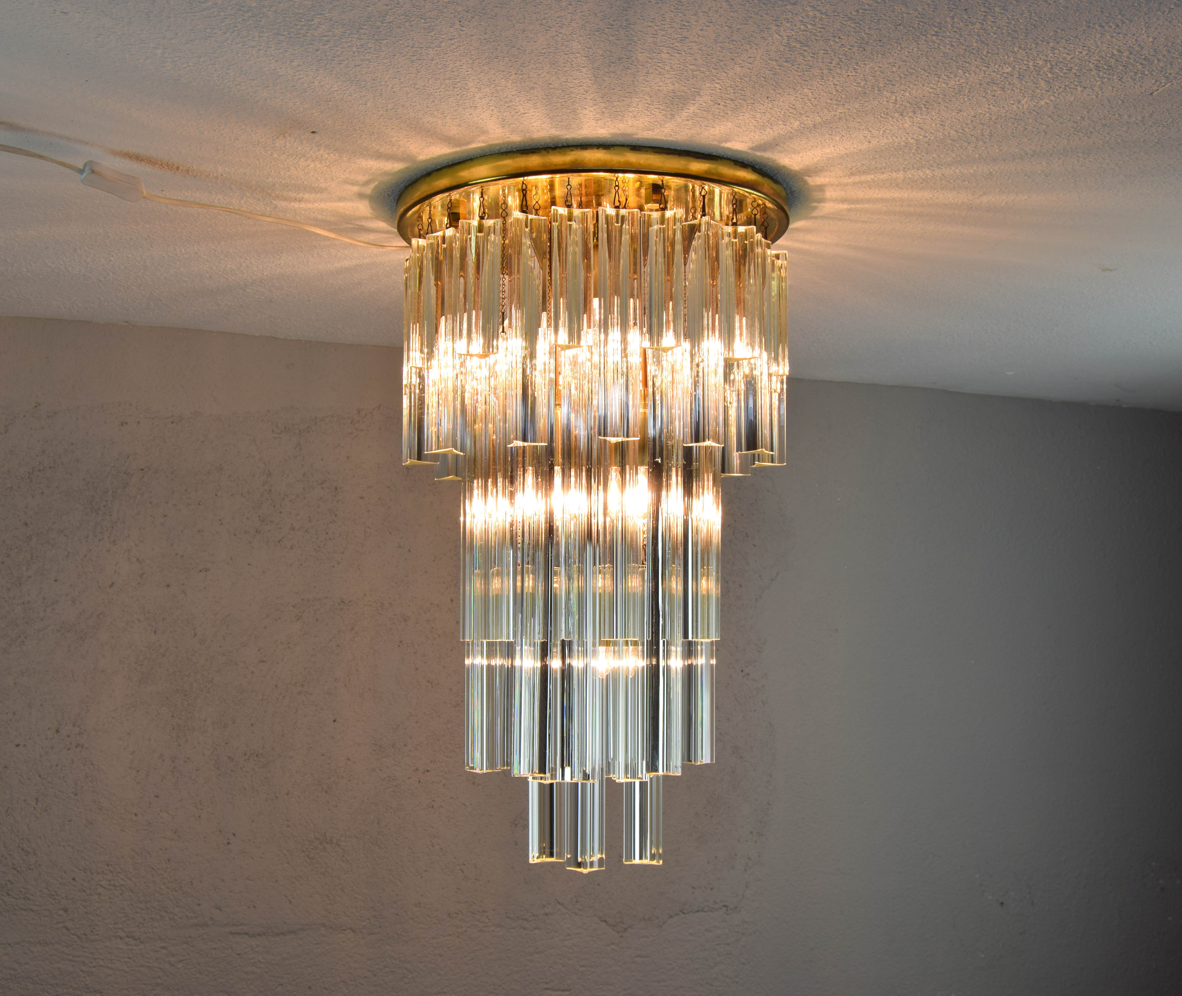 Venini Murano glass waterfall ceiling light Triedri