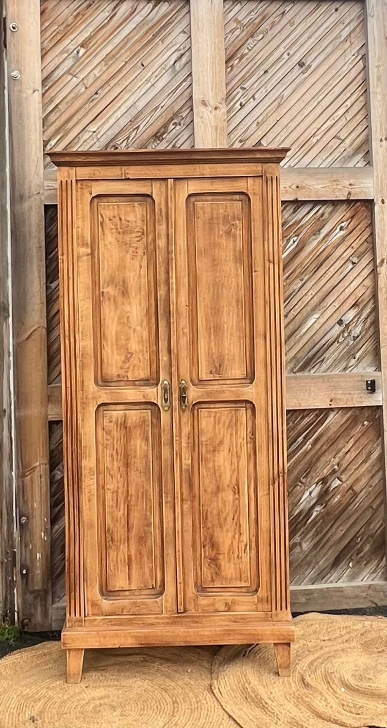Vintage Parisian wardrobe in raw solid wood