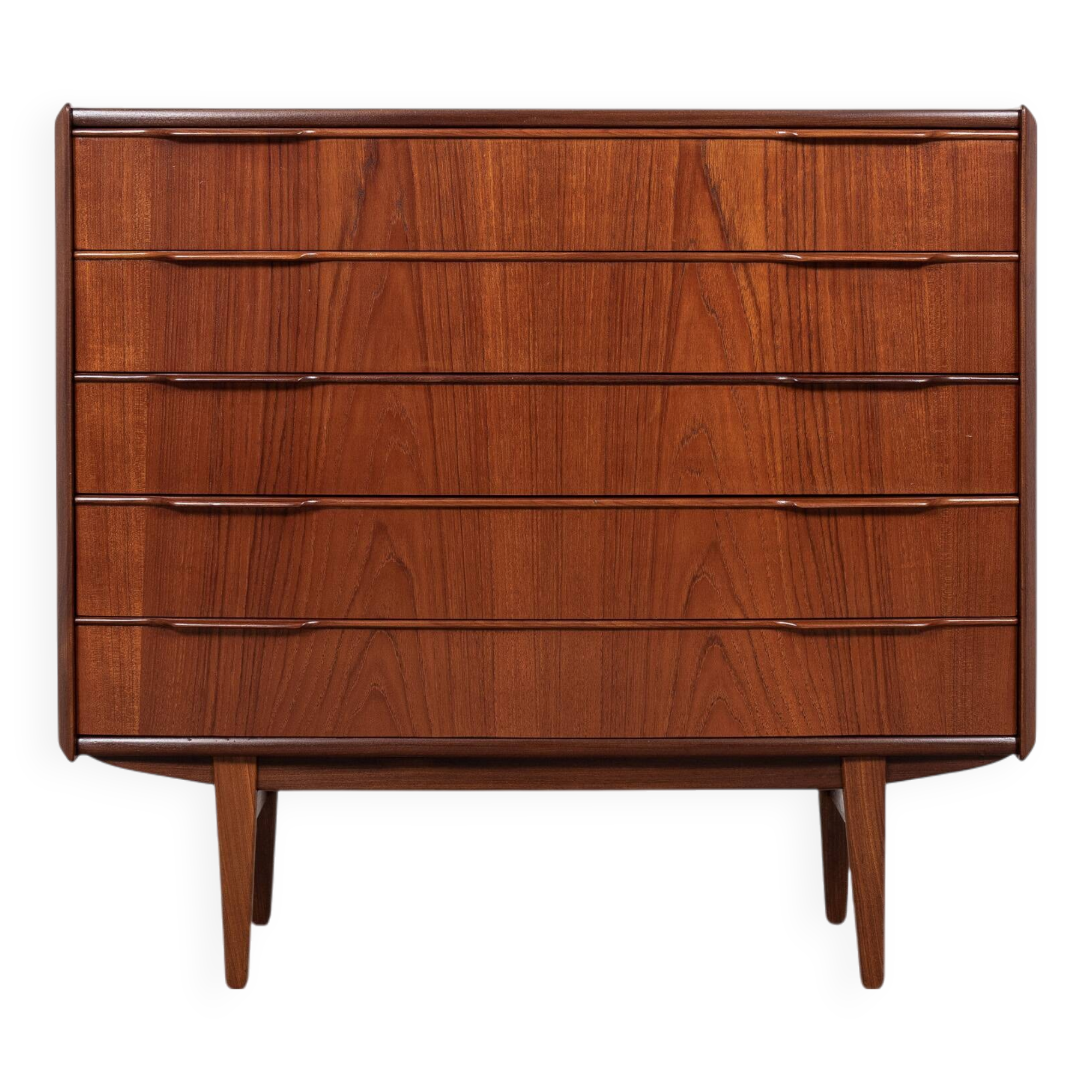 Midcentury Danish wider chest of 5 drawers in teak 1960s