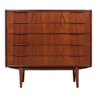 Commode danoise en teck 5 tiroirs, années 1960