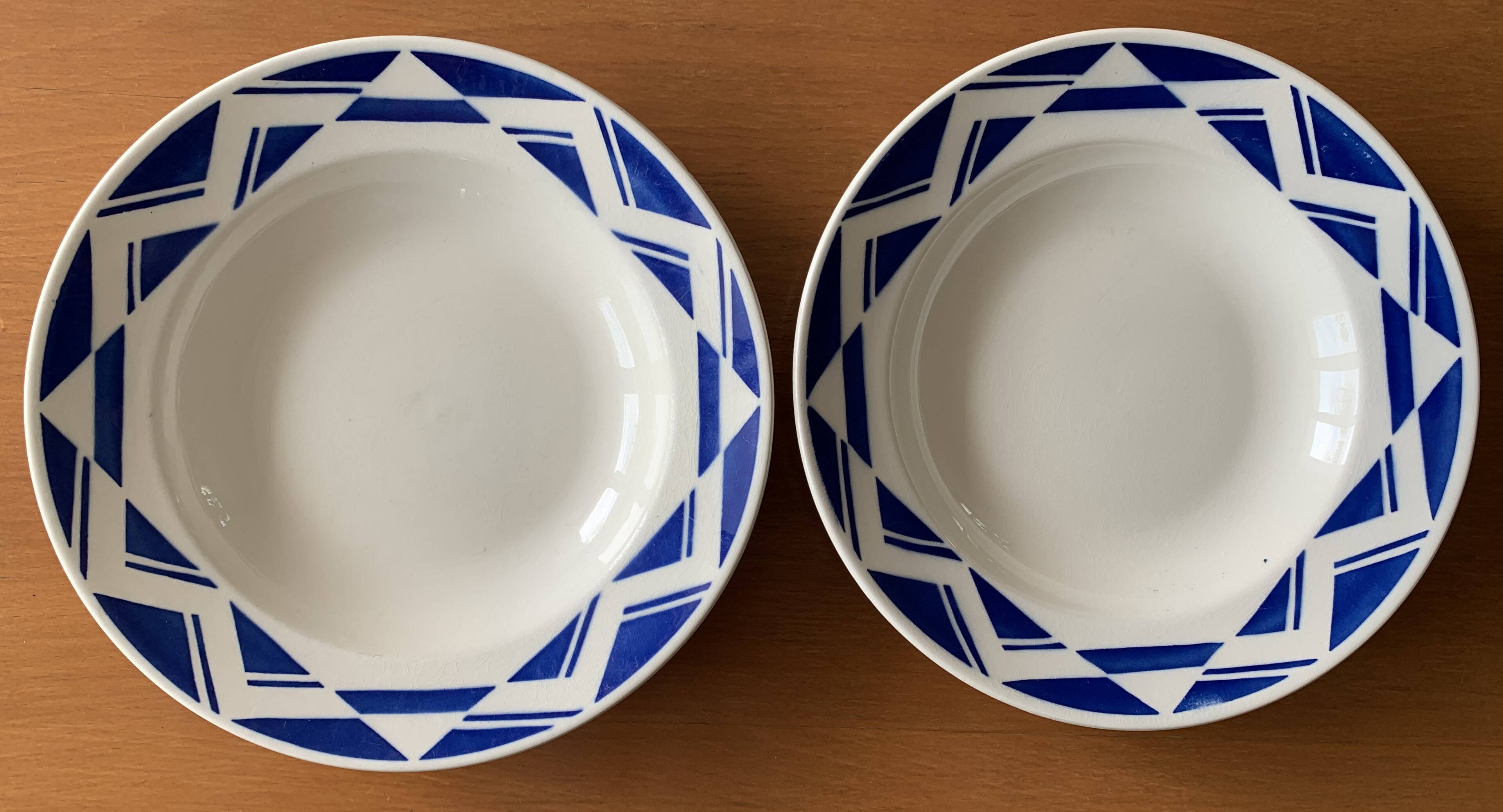 8 old earthenware plates from badonviller