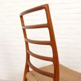 6 x vintage dining chairs | Niels Otto Møller | Model 82 | Papercord | Teak