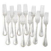 Christofle Spatours 12 fourchettes de table, 20,7 cm, métal argenté parfait état