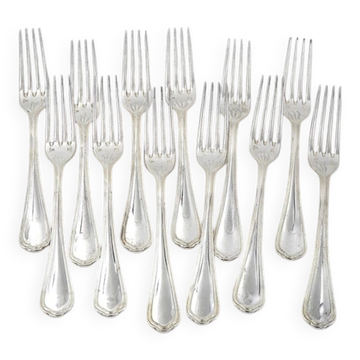 Christofle Spatours 12 fourchettes de table, 20,7 cm, métal argenté parfait état