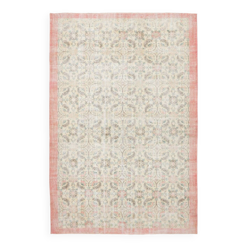 7x10 Rug For Living Room Beige Floral Turkish Rug, 203x303Cm SK20555