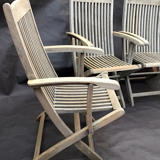 3 vintage folding garden chairs made of River Han teak