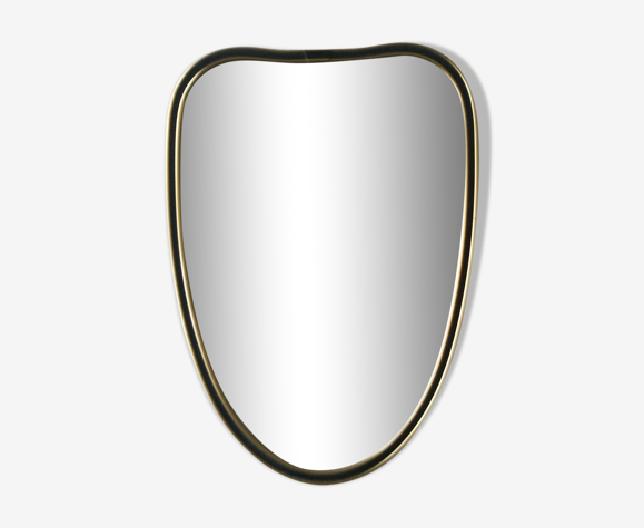 Miroir en forme de cœur doré et noir, années 1960