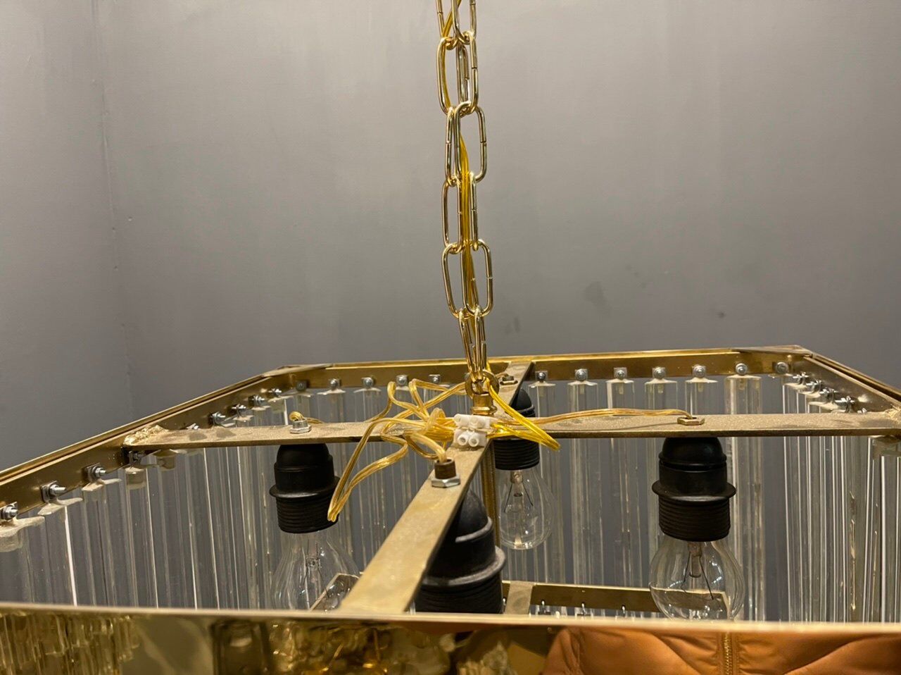 Italian Murano Glass Prism Triedri Chandelier Lamp