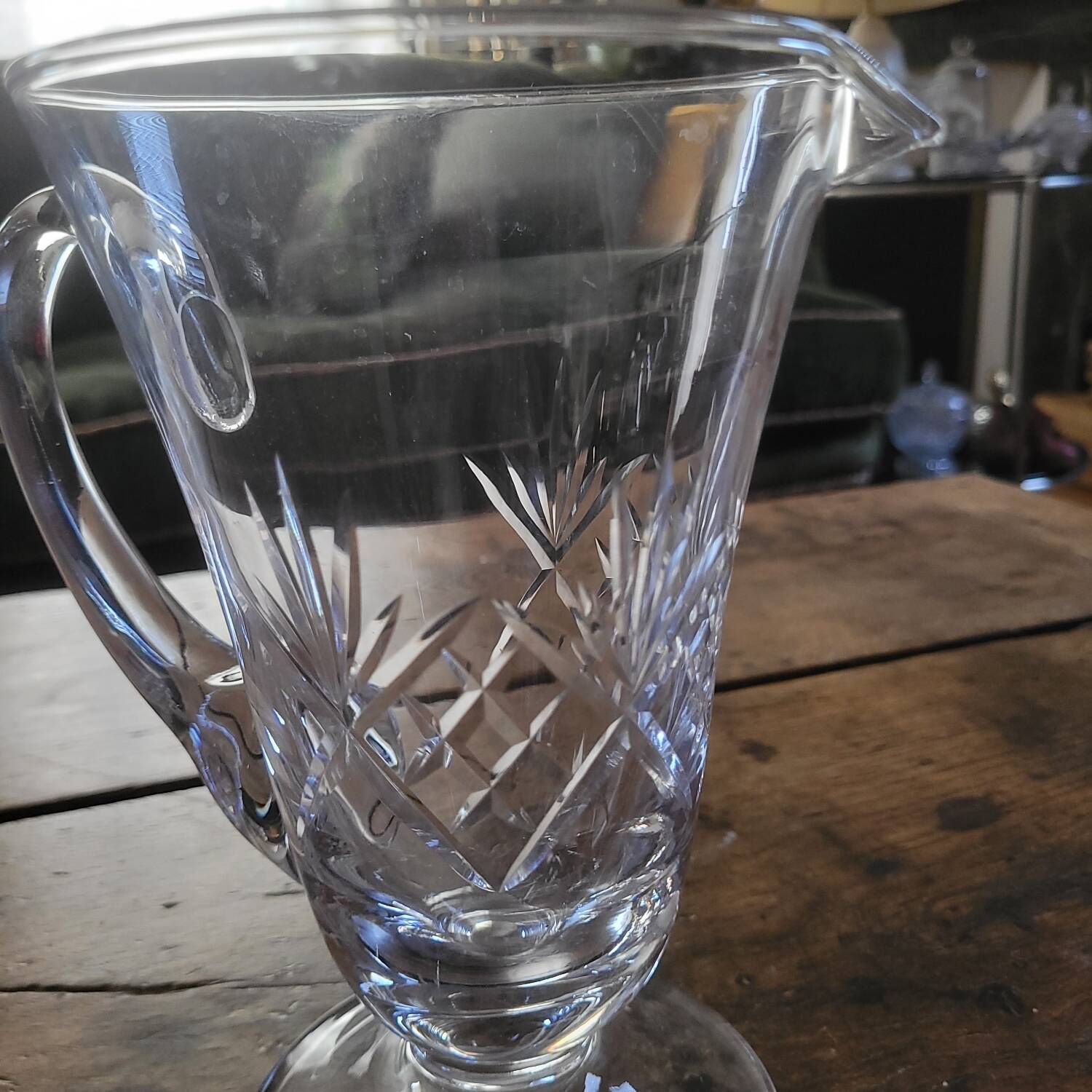 Art Deco cut glass pitcher, France 1940