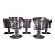 Set of 5 engraved Murano wine (or water) glasses, silver rim
