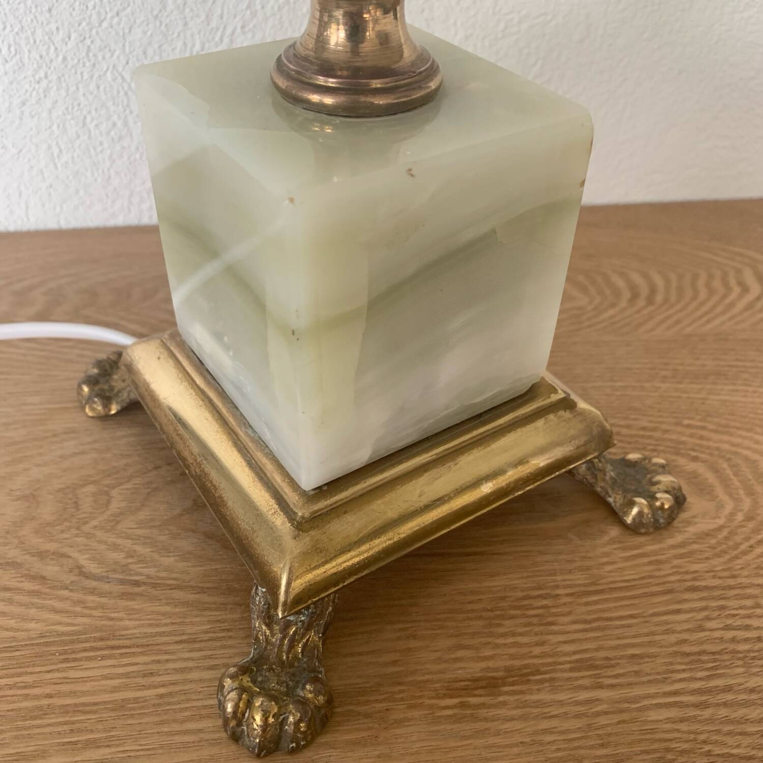 Large Art Deco column lamp metal Onyx frost glass