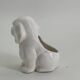 Cache pot chien en porcelaine blanc vintage
