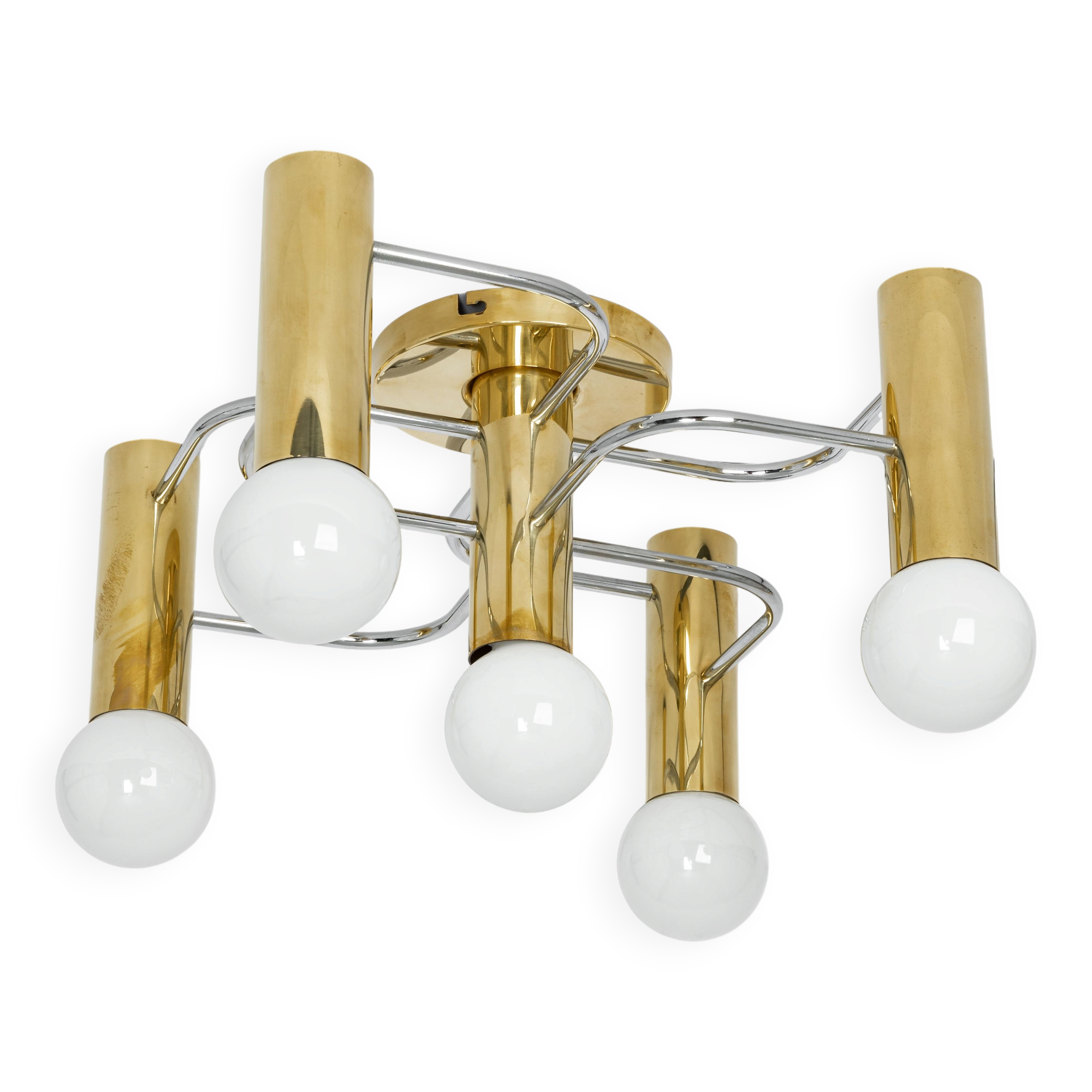 Leola Sciolari ceiling light in dark chrome brass, Germany, 1970s