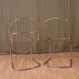 Series of 4 tubular steel chairs