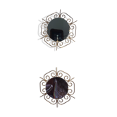Paire de miroirs en métal doré années 60