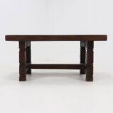 Antique Handcarved Solid Tropical Wooden Dining Table 1920s