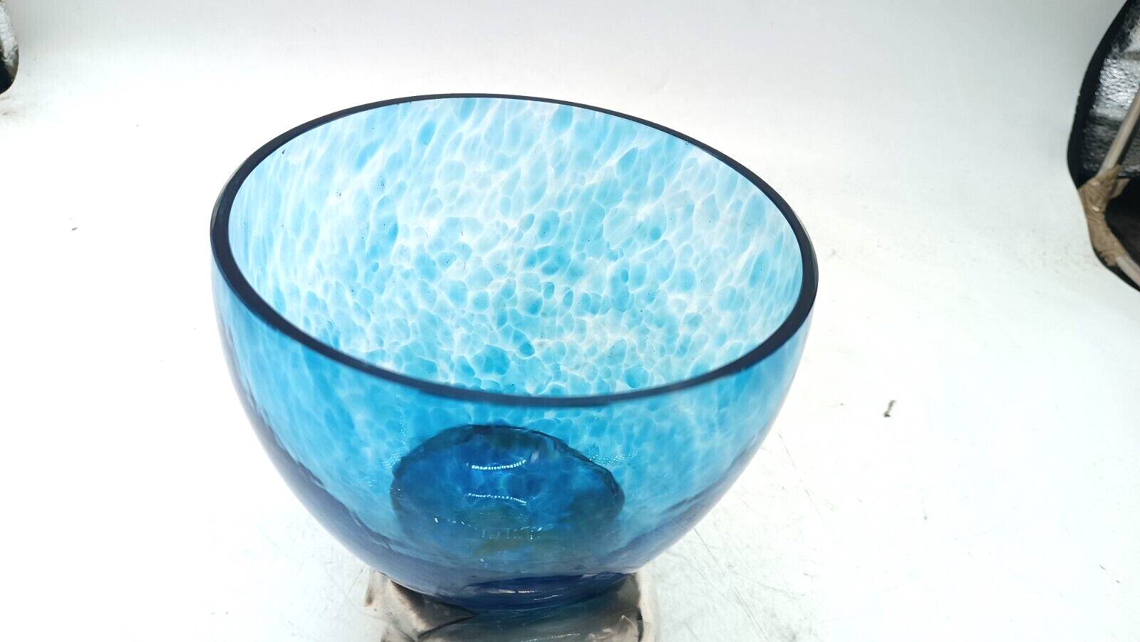 Large glass bowl rcr colle - silver 925 snail base carapelli & miniati