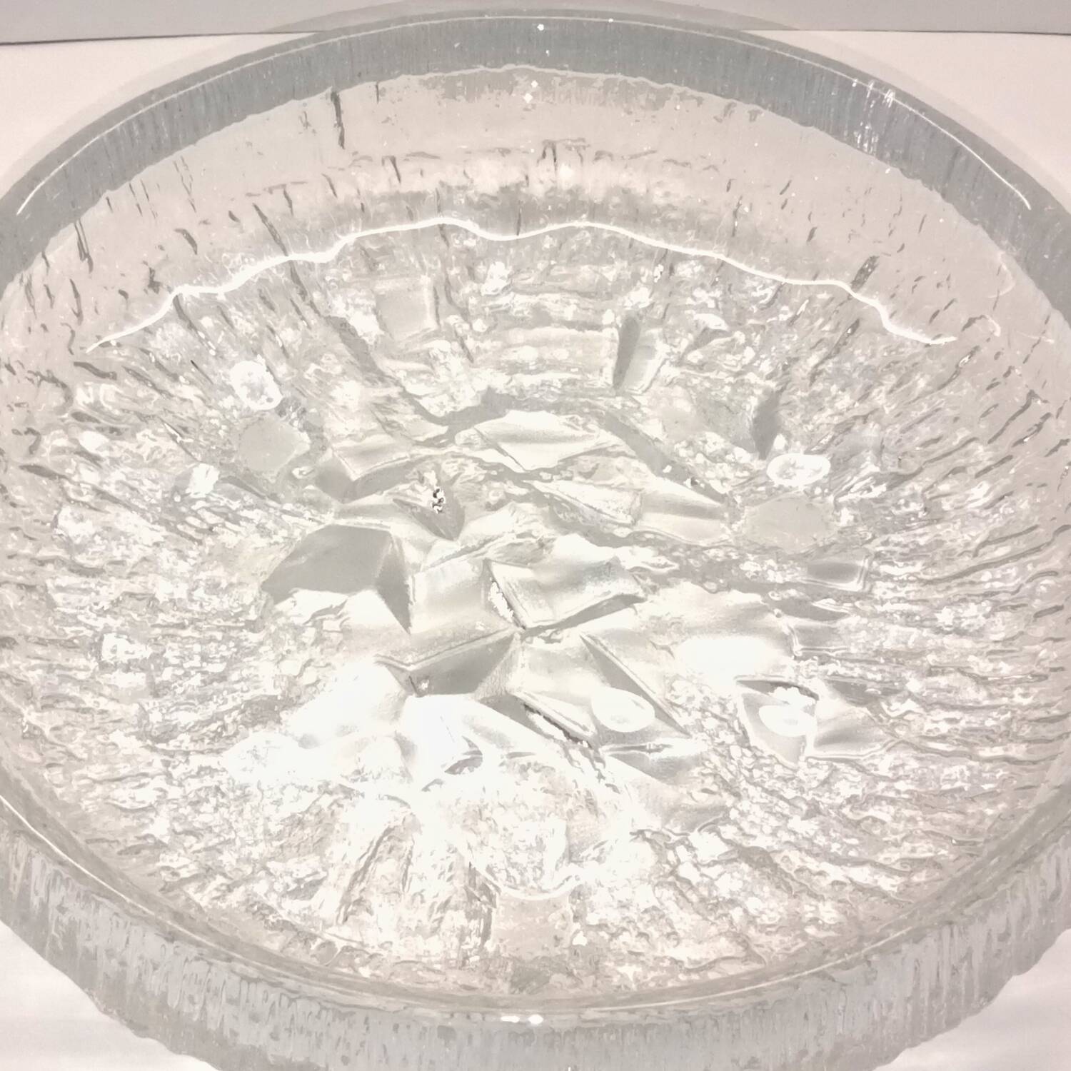 Crystal Bowl Empty Pocket 28 cm Signed Tapio Wirkkala Lunaria Design Finland