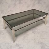 Italian coffee table metal & smoked glass ca 1970